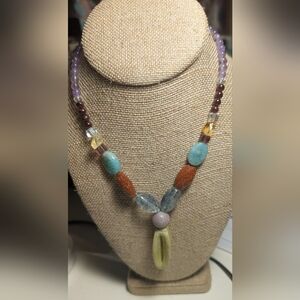 Gorgeous Multicolor Necklace of Unique Stones And Glass Beads